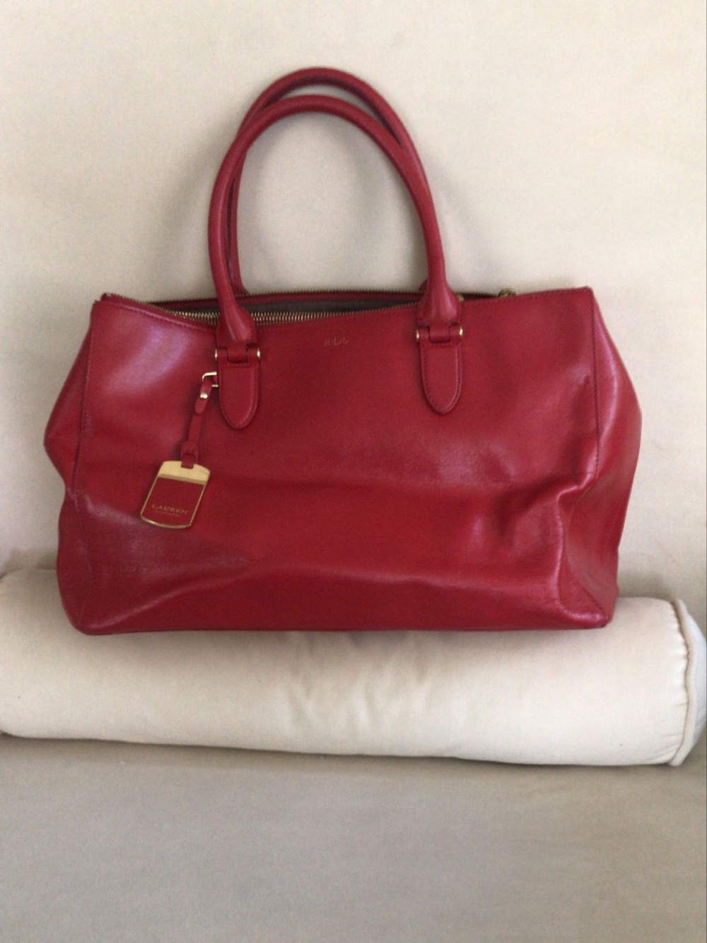 LAUREN RALPH LAUREN Red Leather Tote Handbag